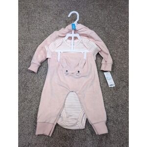 Carters Pink Bunny 3 Piece Outfit Hoodie Bodysuit Pants Baby Girl 9 Months NWT